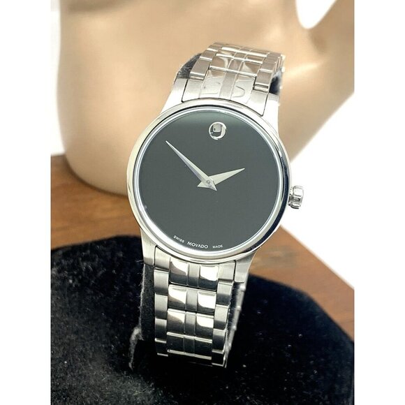 Movado Women\'s Watch 0607537 Museum Swiss Quartz Black Dial Silver Steel 28mm main image 7